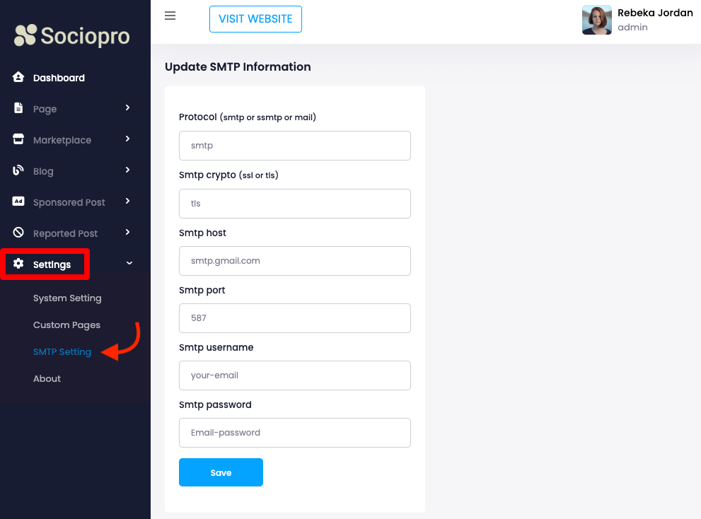 Sociopro Admin Settings 88 Sociopro Admin Settings 88