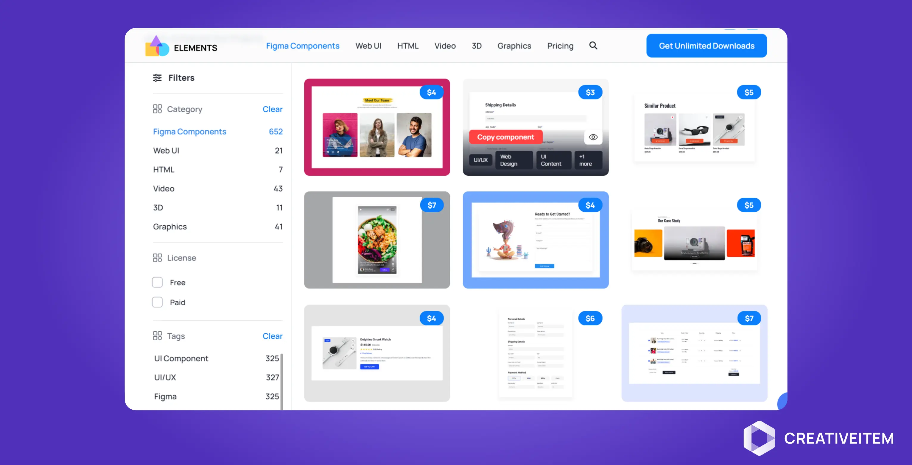 Creative Elements Side Menu Category Tags Template